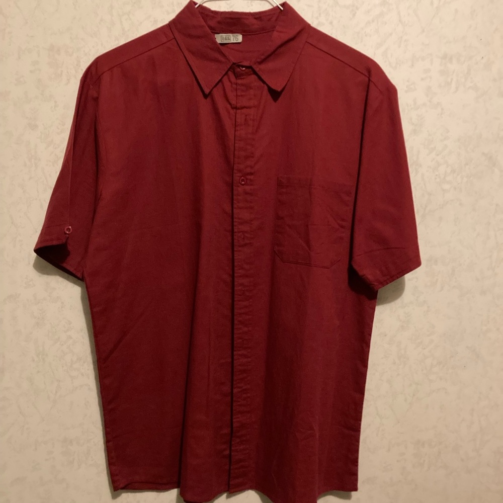 Aimeilgot Men Short Sleeve Shirt Linen Casual Button Down Tee Spread Collar